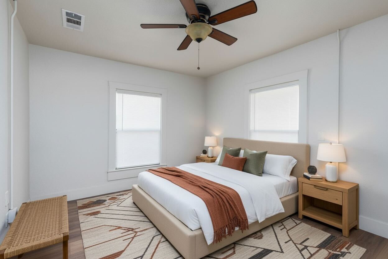 Staged spare bedroom virtually staged