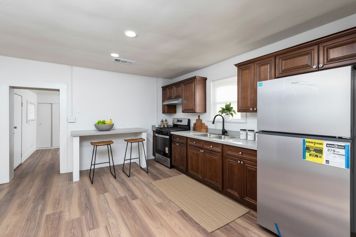 Kitchen before and after enhanced